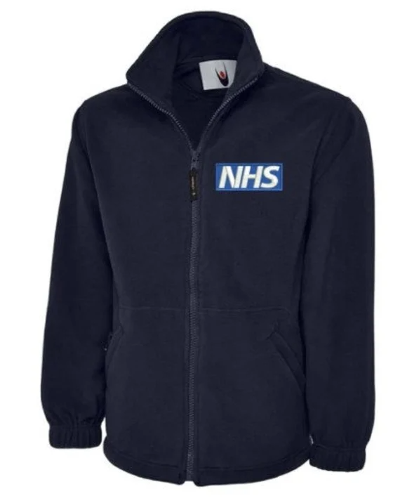 Personalised NHS logo on a Fleece - great quality - discount for larger team runs. (compliant with NHS identity guidelines).