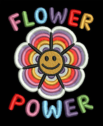 FLOWER POWER EMBROIDERED FULL ZIP FLEECE JACKET OUTDOOR HAPPY HIPPY